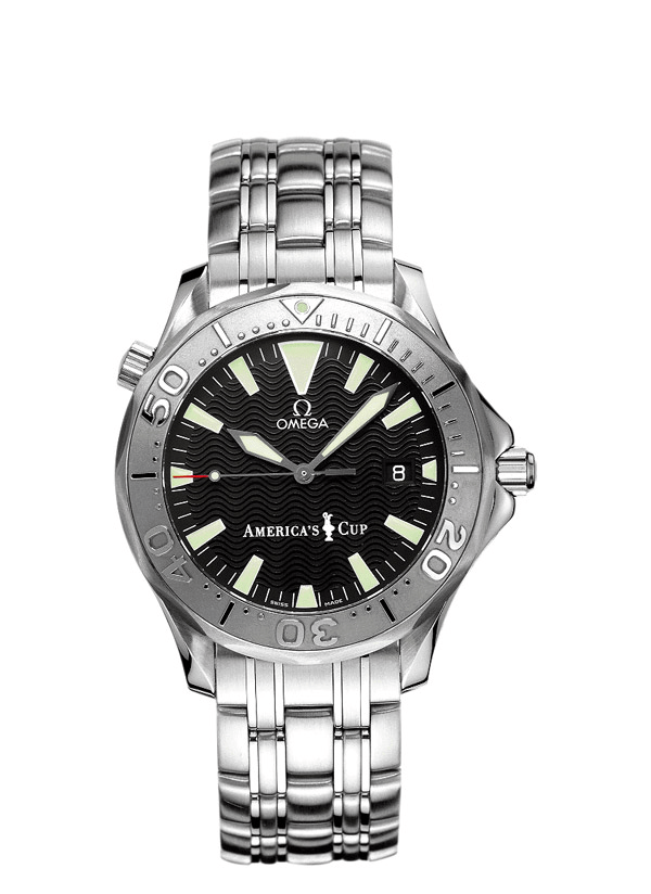 Seamaster America's Cup Chronometer in Steel   on Steel Bracelet with Black Dial 