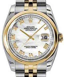 Datejust 2-Tone 36mm Men's with Domed Bezel on Jubilee Bracelet with White MOP Roman Dial