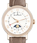 Villeret Moon Phase and Complete Calendar in Rose Gold on Brown Crocodile Leather Strap with Ivory Dial