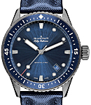 Fifty Fathoms Bathyscaphe Automatic in Ceramic On Blue Fabric Strap with Blue Dial