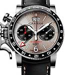 Chronofighter Vintage GMT 44mm in Steel On Black Calfskin Leather Strap with Grey Dial