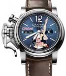 Chronofighter Vintage Nose Art in Steel On Brown Calfskin Leather Strap with Blue Dial - Limited Edition of 100 Pieces