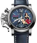 Chronofighter Vintage Nose Art in Steel On Blue Calfskin Leather Strap with Blue Dial - Limited Edition of 100 Pieces