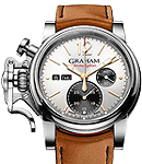 Chronofighter Vintage in Steel On Brown Calfskin Leather Strap with Silver Dial
