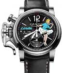 Chronofighter Vintage Nose Art Linda in Steel On Black Calfskin Leather Strap with Black Dial - Limited Edition of 100 Pieces