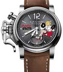 Chronofighter Vintage Nose Art Belle in Steel On Brown Calfskin Leather Strap with Grey Dial