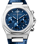 Laureato Chronograph in Steel on Blue Alligator Leather Strap with Blue Dial