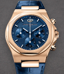 Laureato Chronograph in Rose Gold on Blue Alligator Leather with Blue Dial