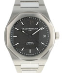 Laureato 42mm Automatic in Steel on Steel Bracelet with Black Hobnail Guilloche Texture Dial