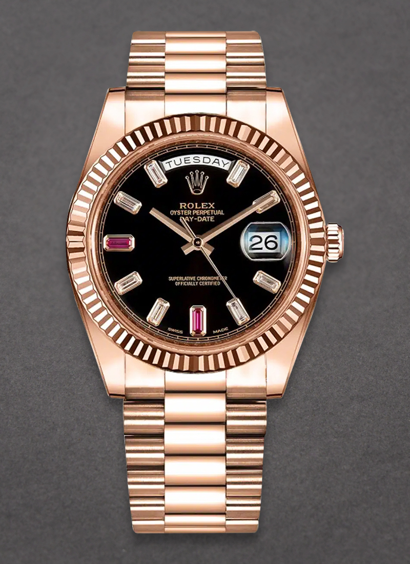 Pre-Owned Rolex President Day-Date 41mm in Rose Gold Fluted Bezel