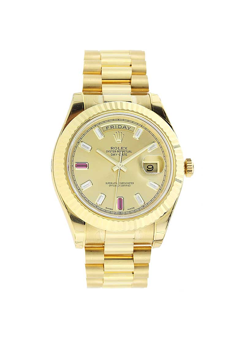 Pre-Owned Rolex President Day-Date 41mm in Yellow Gold with Fluted Bezel