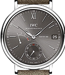 Portofino Hand-Wound Eight Days in Steel on Grey Leather Strap with Grey Dial