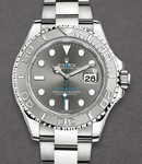 Yachtmaster Men's 40mm in Steel with Platinum Bezel on Oyster Bracelet with Rhodium index Dial