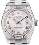Datejust Lady's in Steel with Fluted Bezel on Steel Oyster Bracelet with White MOP Roman Dial