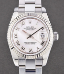 Datejust Lady's in Steel with Fluted Bezel on Steel Oyster Bracelet with White MOP Roman Dial