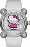 RJX Hello Kitty 40mm in Steel with Diamond Bezel on White Rubber Strap with White Hello Kitty Dial