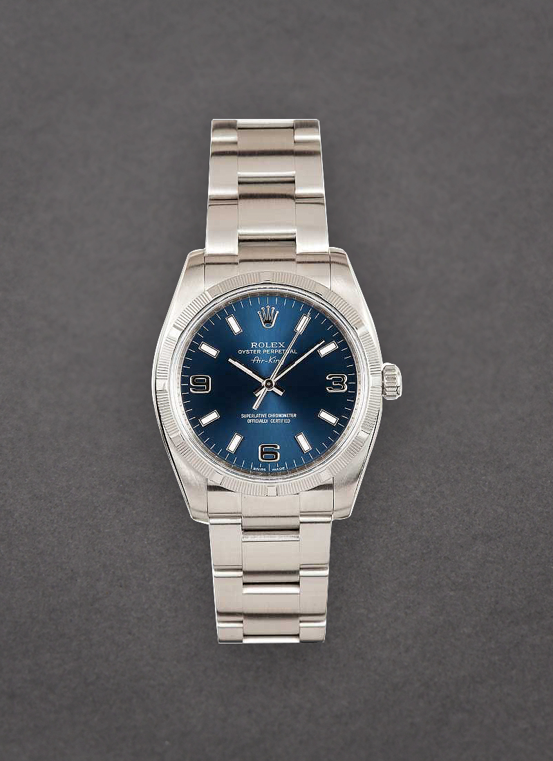 Pre-Owned Rolex Air-King 34mm in Steel with Engine Bezel