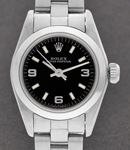 Oyster Perpetual No Date Lady's with Steel Smooth Bezel On Oyster Bracelet with Black Arabic and index Dial