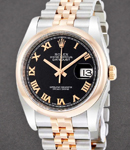 2-Tone Datejust 36mm on New Style Jubilee Bracelet with Black Roman Dial