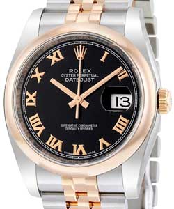 2-Tone Datejust 36mm on New Style Jubilee Bracelet with Black Roman Dial