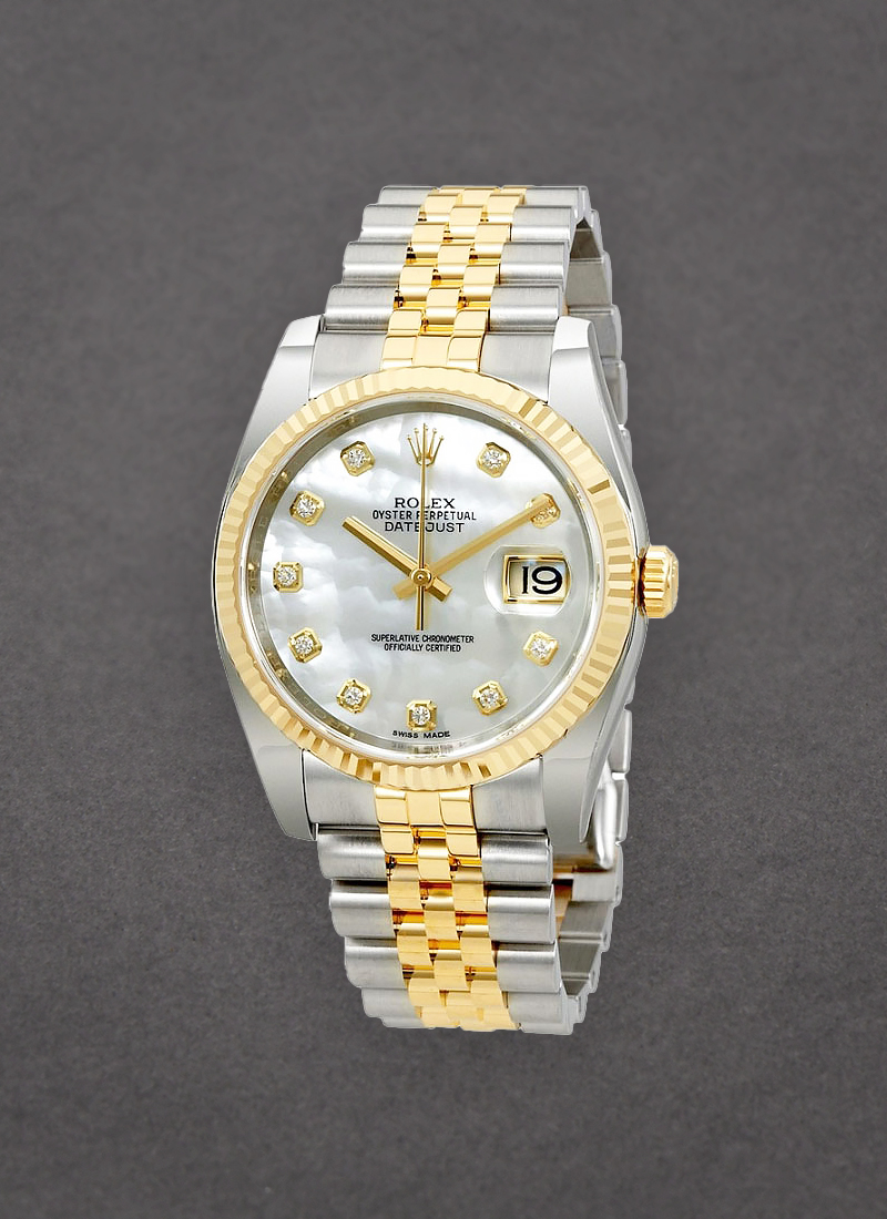 Pre-Owned Rolex Datejust 36mm in Steel with Yellow Gold Fluted Bezel