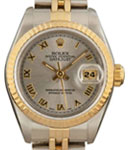 Ladies Datejust 28mm in Steel with Yellow Gold Fluted Bezel on Jubilee Bracelet with with Silver Roman Dial