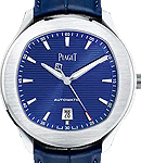 Polo S 42mm in Stainless Steel on Blue Crocodile Leather Strap with Blue Dial