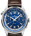 Polaris Chronograph 42mm Automatic in Titanium on Brown Calfskin Leather with Blue Dial
