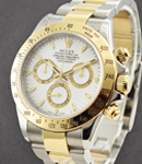 Daytona 2-Tone in Steel with Yellow Gold Bezel on Oyster Bracelet with White Dial - Engraved Bezel