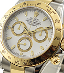 Daytona 2-Tone in Steel with Yellow Gold Bezel on Oyster Bracelet with White Dial - Engraved Bezel