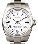 Ladies Oyster Perpetual No Date in Steel with Smooth Bezel on Oyster Bracelet with White Roman Dial