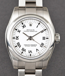 Ladies Oyster Perpetual No Date in Steel with Smooth Bezel on Oyster Bracelet with White Roman Dial