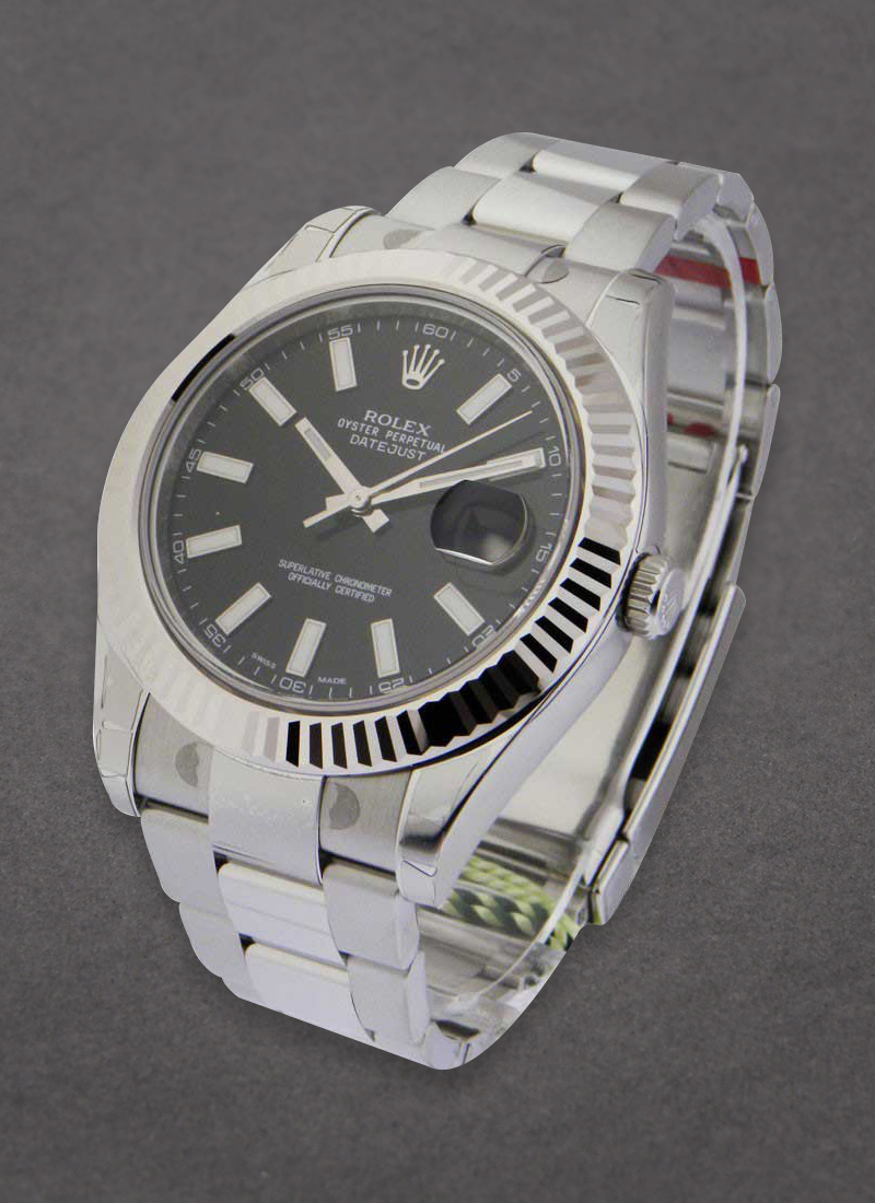 Pre-Owned Rolex Datejust II 41mm in Steel with White Gold Fluted Bezel