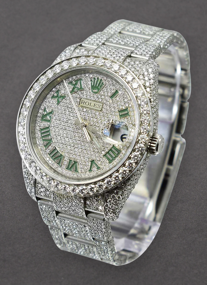 Pre-Owned Rolex Date with Full Pave Diamonds Installed