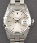 Ladys Date 26mmin Steel with Smooth Bezel on Oyster Bracelet with Silver Stick Dial