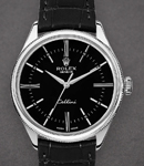 Cellini 50519 in White Gold on Strap with Blue Guilloche Stick Dial