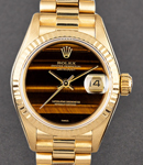 Datejust Lady's 26mm in Yellow Gold with Fluted Bezel on President Bracelet with Tiger Eye Dial