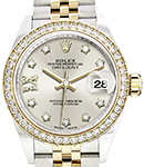Datejust 28mm in Yellow Gold with Diamond Bezel on Jubilee Bracelet with Silver Dial with Star Diamond Xi