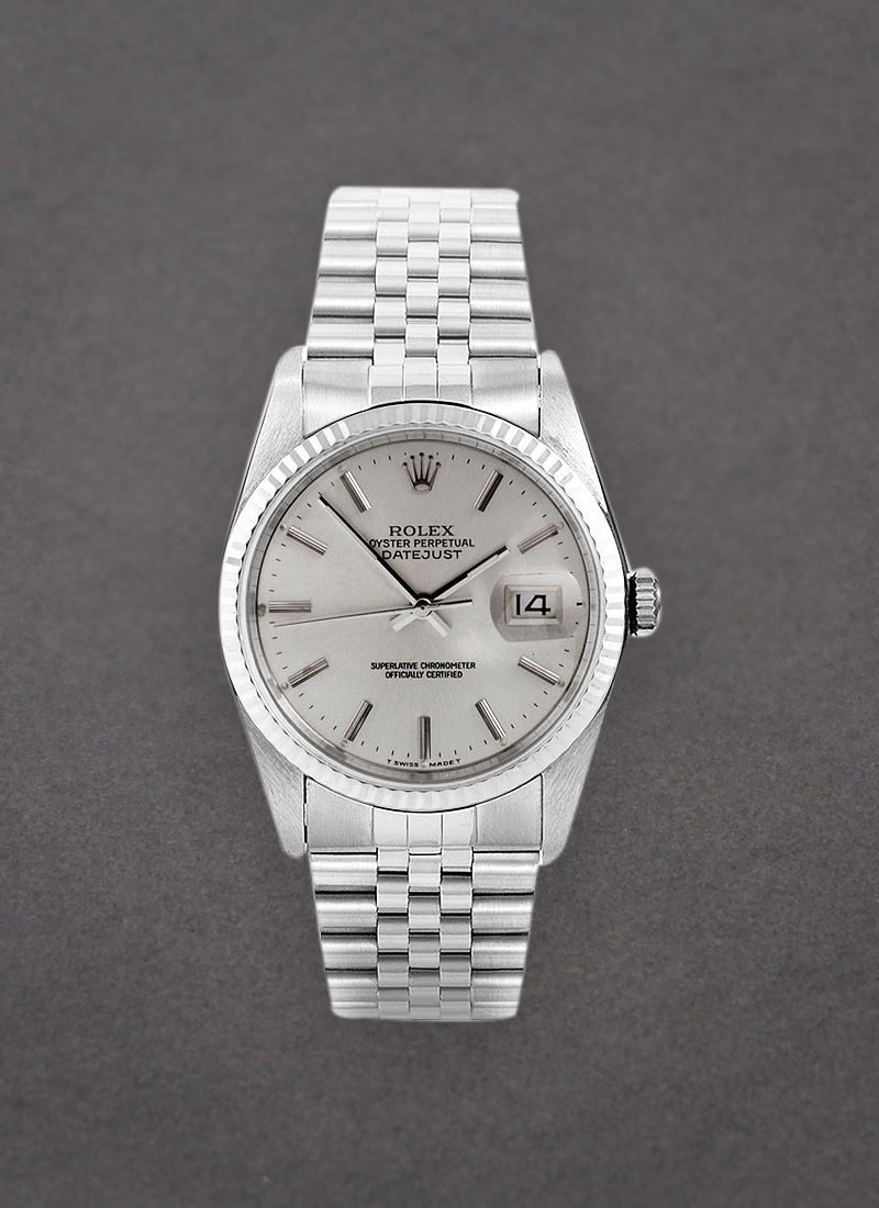 Pre-Owned Rolex Datejust 36mm in Steel with White Gold Fluted Bezel