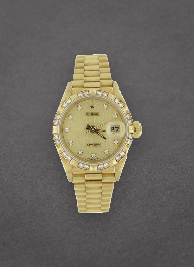 Pre-Owned Rolex Datejust President in Yellow Gold with Diamond Pyramid Bezel