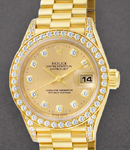 President Ladies in Yellow Gold with Diamond Bezel and Lugs on President Bracelet with Champagne Diamond Dial