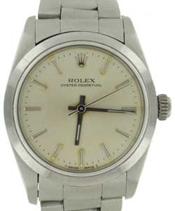 Oyster Perpetual No Date in Steel Domed Bezel on Oyster Bracelet with Silver Stick Dial