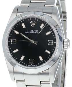 Oyster Perpetual No Date in Steel Domed Bezel on Oyster Bracelet with Black Arabic Stick Dial