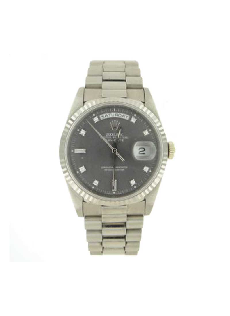 Pre-Owned Rolex President 36mm in White Gold Fluted Bezel