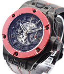 Big Bang Unico Ferrari 45mm in Carbon Fiber with Red Ceramic Bezel - LE 500 pcs. on Black Alcantara Rubber with Red Stitching Strap with Skeleton Dial