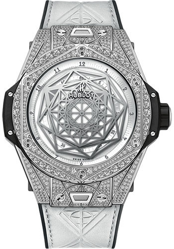 Big Bang Sang Bleu in Titanium with Diamond Bezel - Limited Edition of 200 Pieces on Black Rubber and White Calf Leather Strap with Mat White Dial