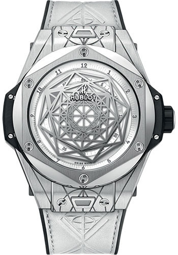 Big Bang Sang Bleu in Titanium- Limited Edition of 200 Pieces on Black Rubber and White Calf Leather Strap with Mat White Dial