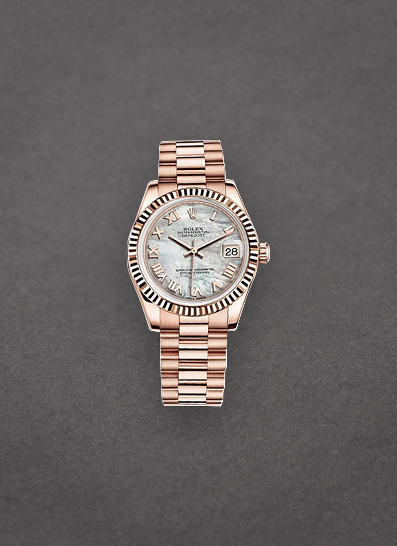 Pre-Owned Rolex Mid Size President 178275 in Rose Gold with Fluted Bezel