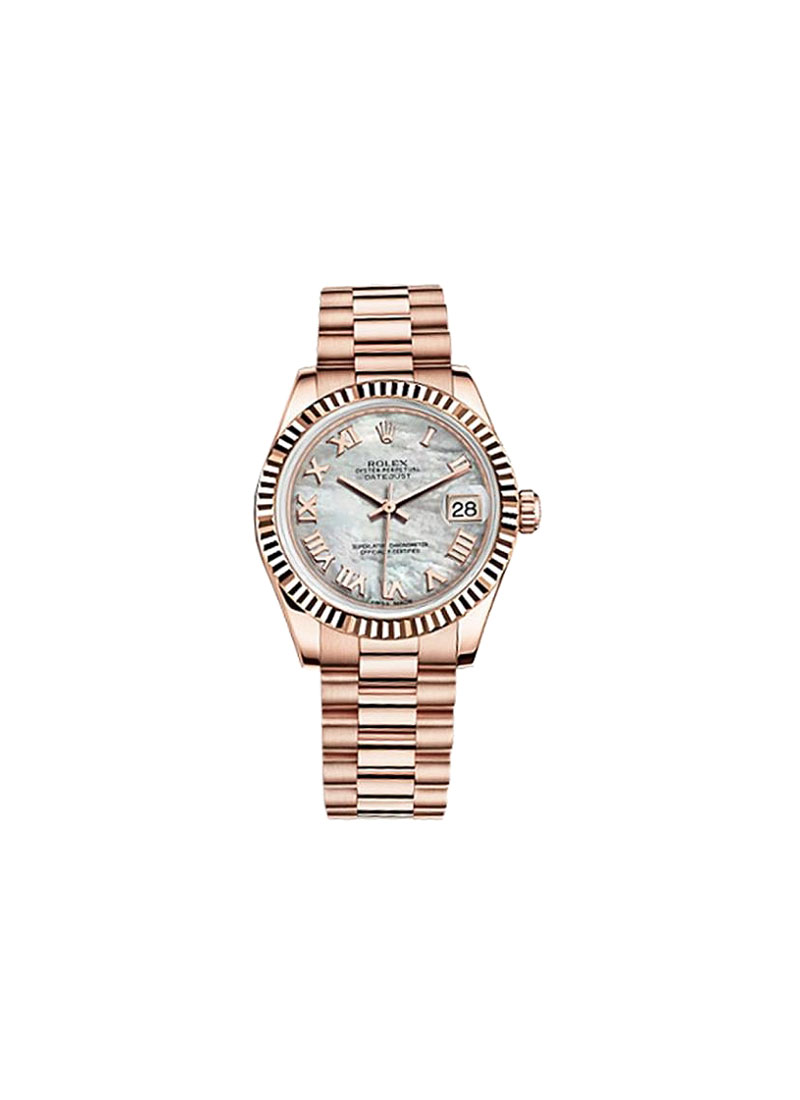 Pre-Owned Rolex Mid Size President 178275 in Rose Gold with Fluted Bezel