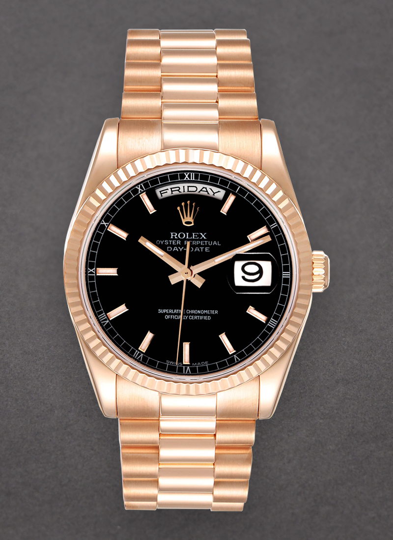 Pre-Owned Rolex President 36mm in Rose Gold with Fluted Bezel